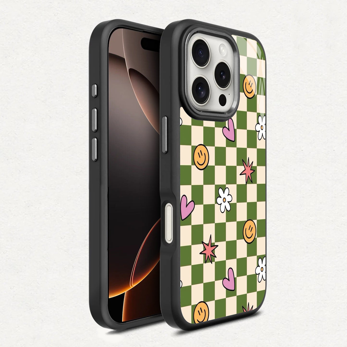 🌿 Sage Green Checkered Phone Case