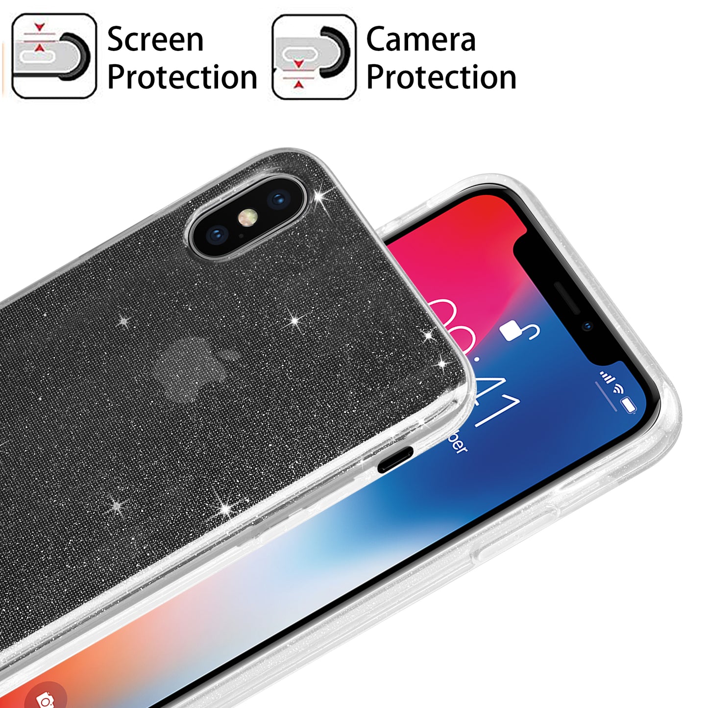 Liquid Crystal Glitter Back Cover for Apple iPhone X
