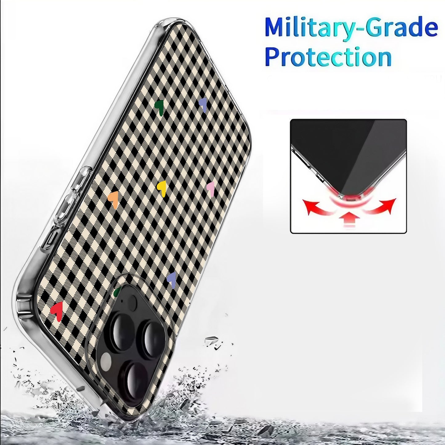 🧡 Retro Hearty Checkered Phone Case