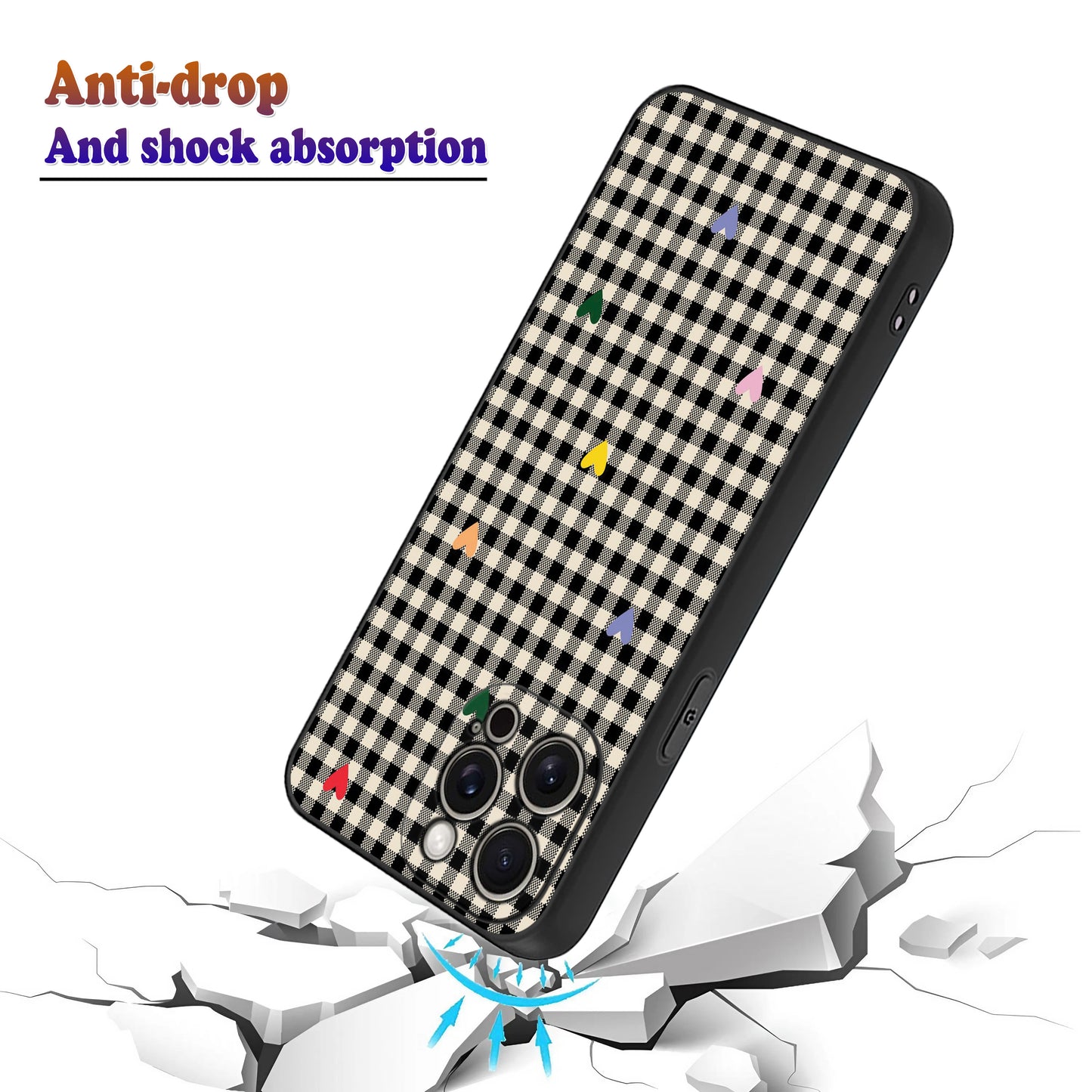 🧡 Retro Hearty Checkered Phone Case