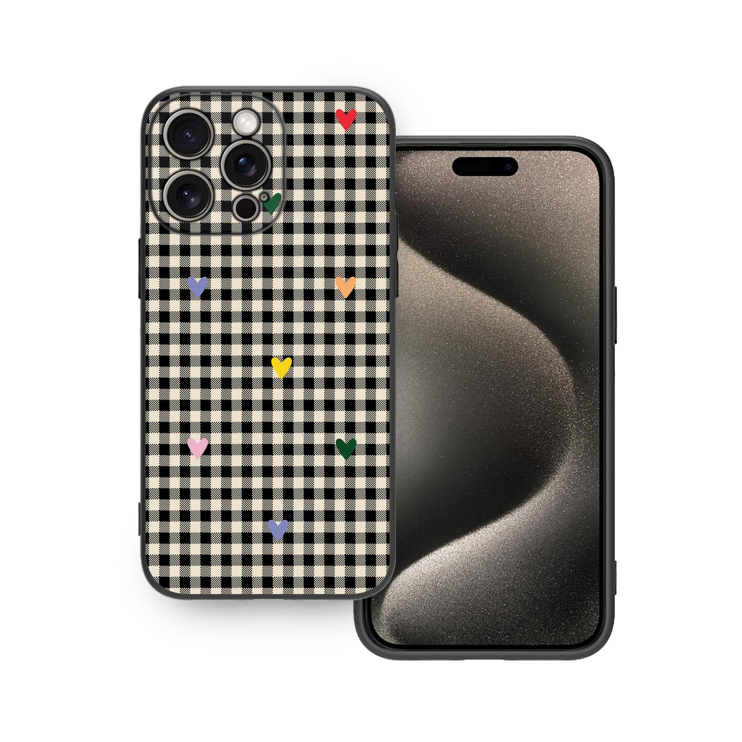 🧡 Retro Hearty Checkered Phone Case