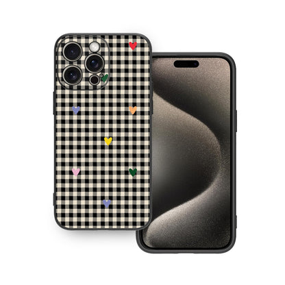 🧡 Retro Hearty Checkered Phone Case