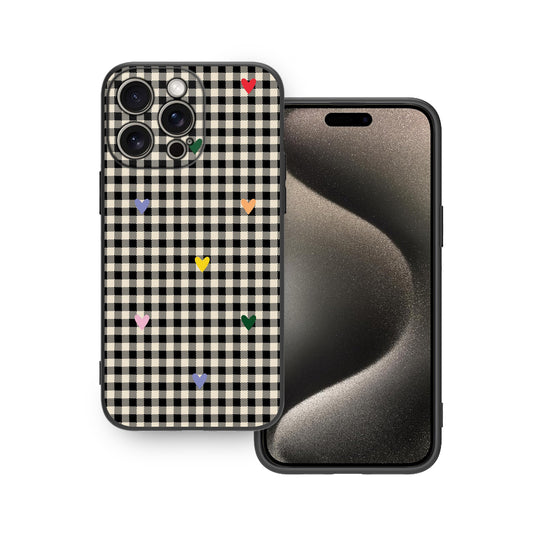🧡 Retro Hearty Checkered Phone Case