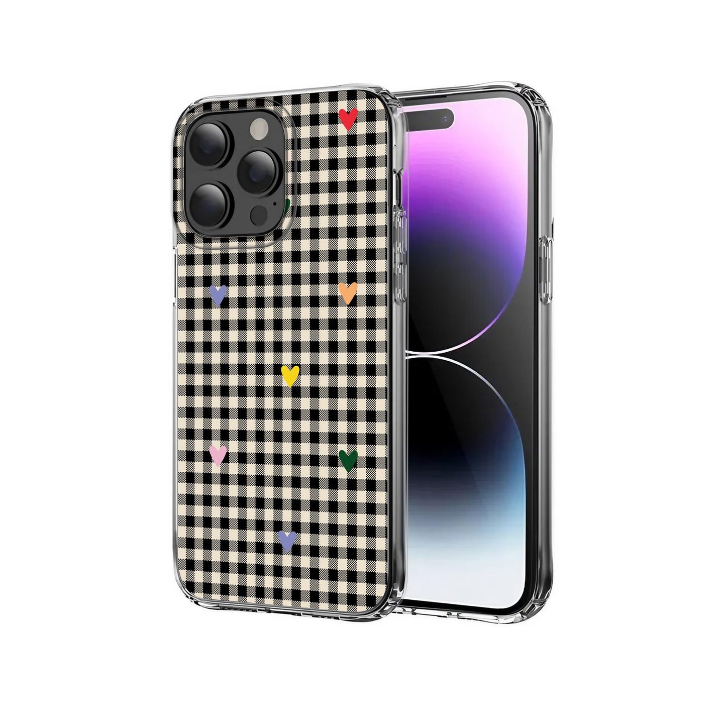 🧡 Retro Hearty Checkered Phone Case