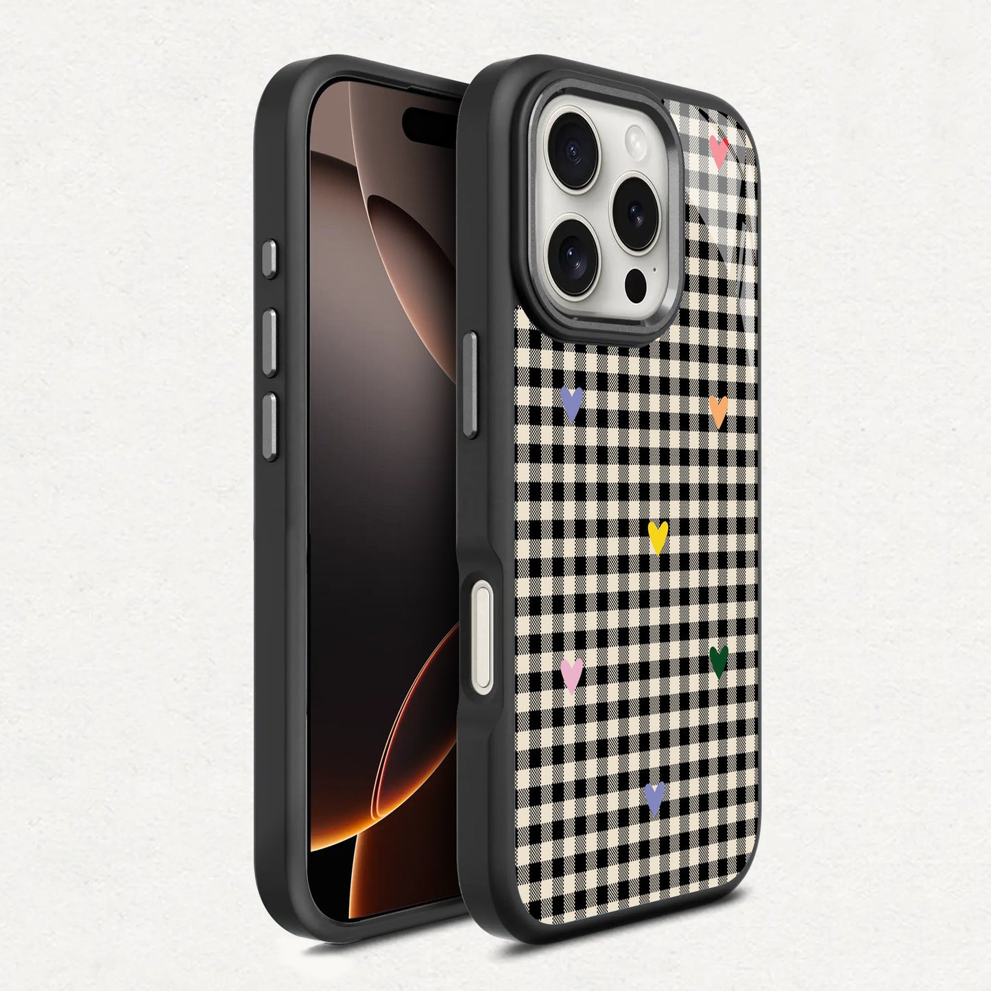 🧡 Retro Hearty Checkered Phone Case