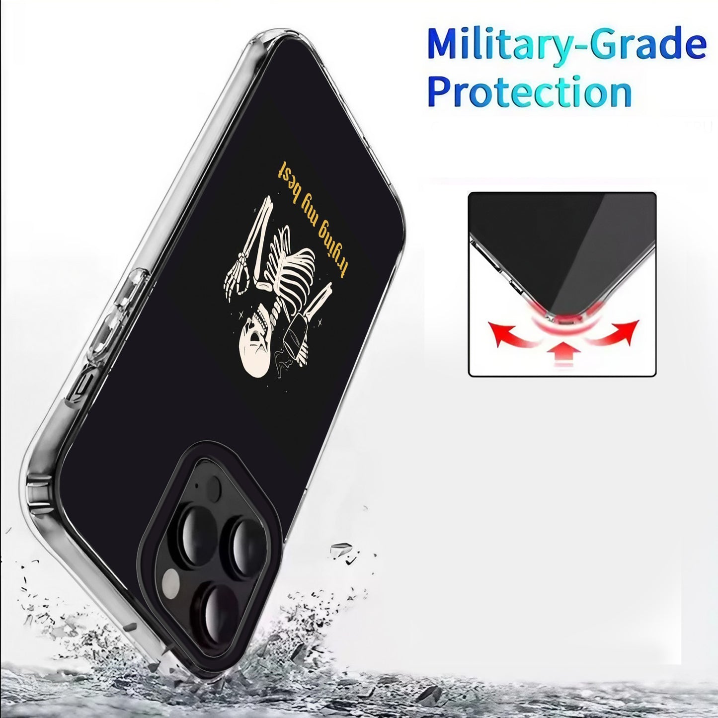 Trying My Best ☠️✨ Skeleton Phone Case