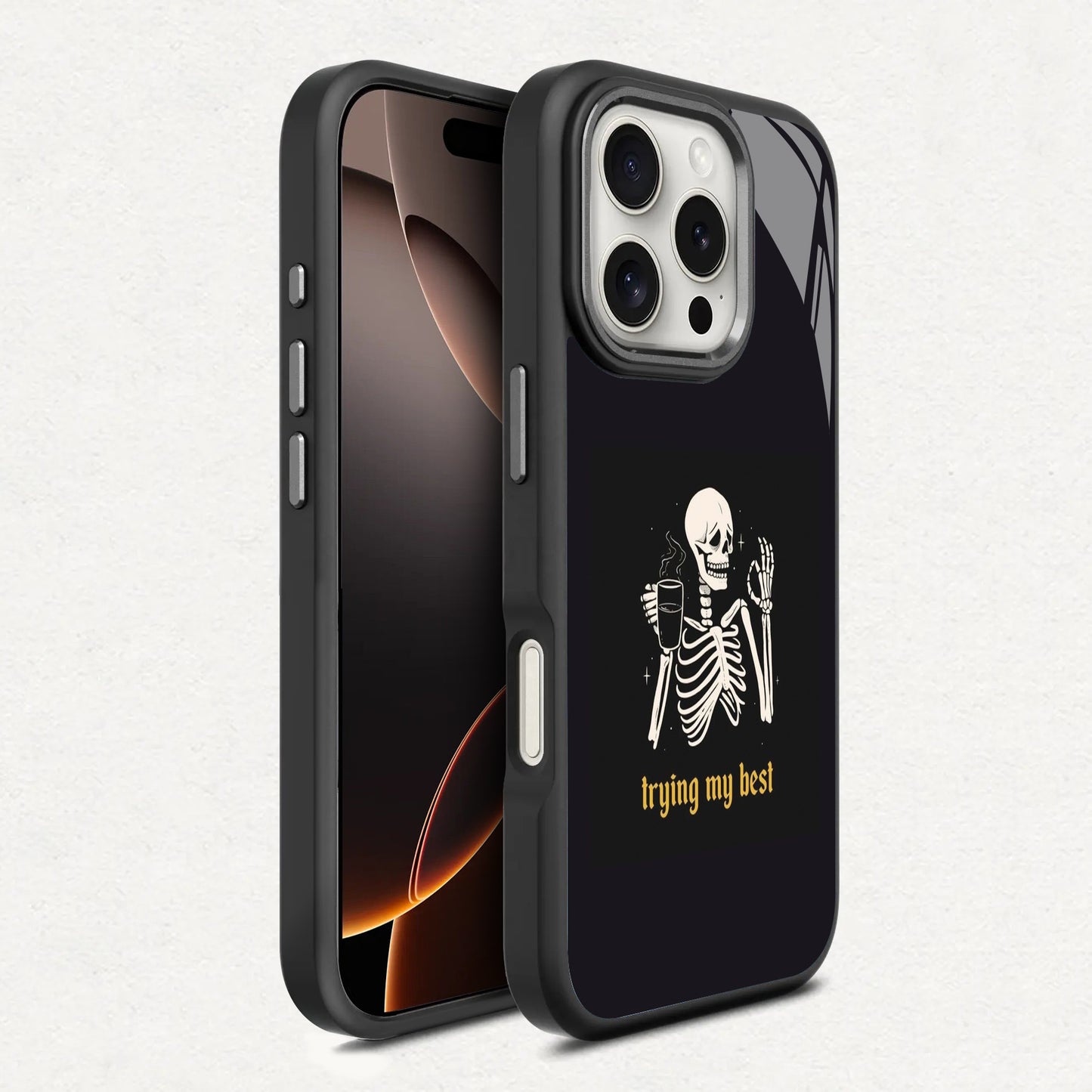 Trying My Best ☠️✨ Skeleton Phone Case
