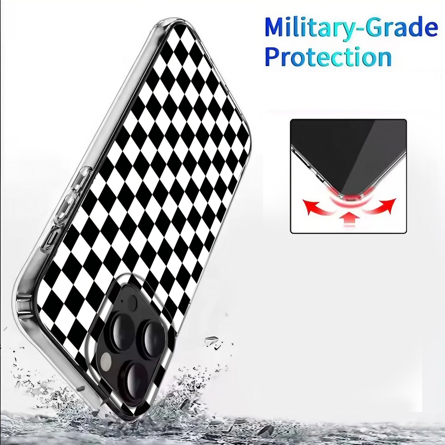 🏁 Black & White Checkered Pattern Phone Case