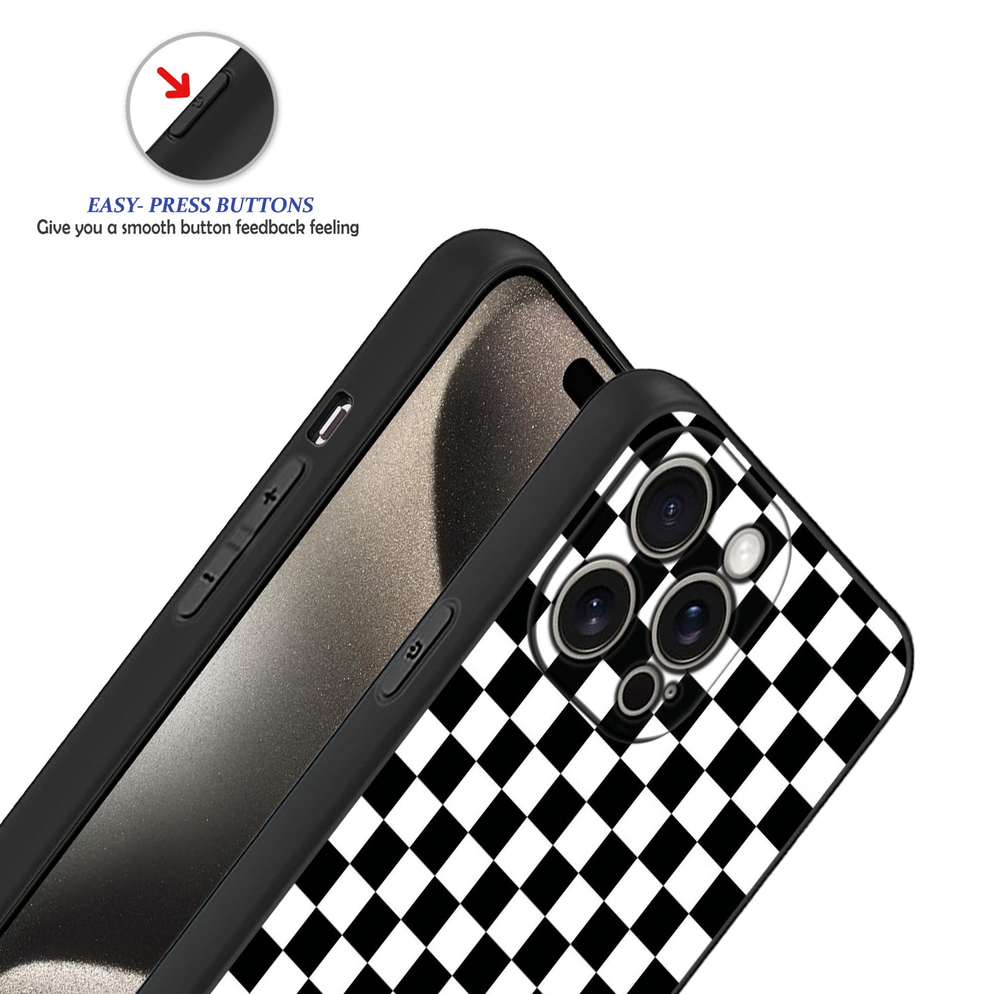 🏁 Black & White Checkered Pattern Phone Case