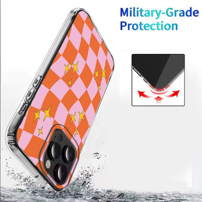 💖🧡 Pink & Orange Preppy Checkered Retro Phone Case