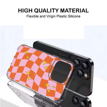 💖🧡 Pink & Orange Preppy Checkered Retro Phone Case