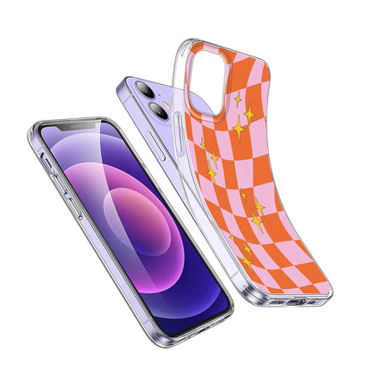 💖🧡 Pink & Orange Preppy Checkered Retro Phone Case