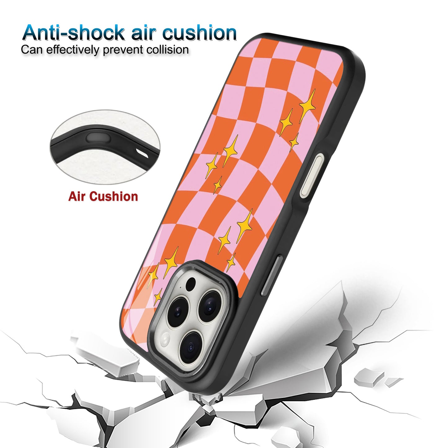 💖🧡 Pink & Orange Preppy Checkered Retro Phone Case