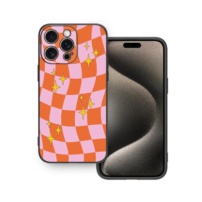💖🧡 Pink & Orange Preppy Checkered Retro Phone Case
