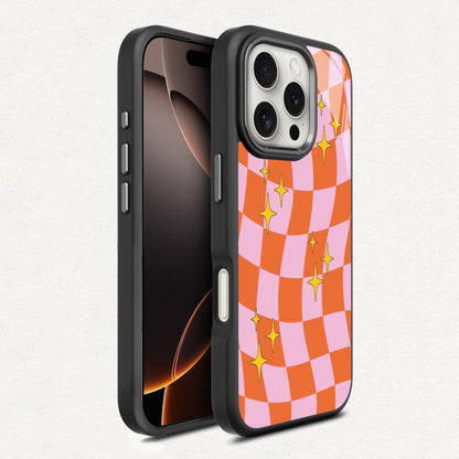 💖🧡 Pink & Orange Preppy Checkered Retro Phone Case