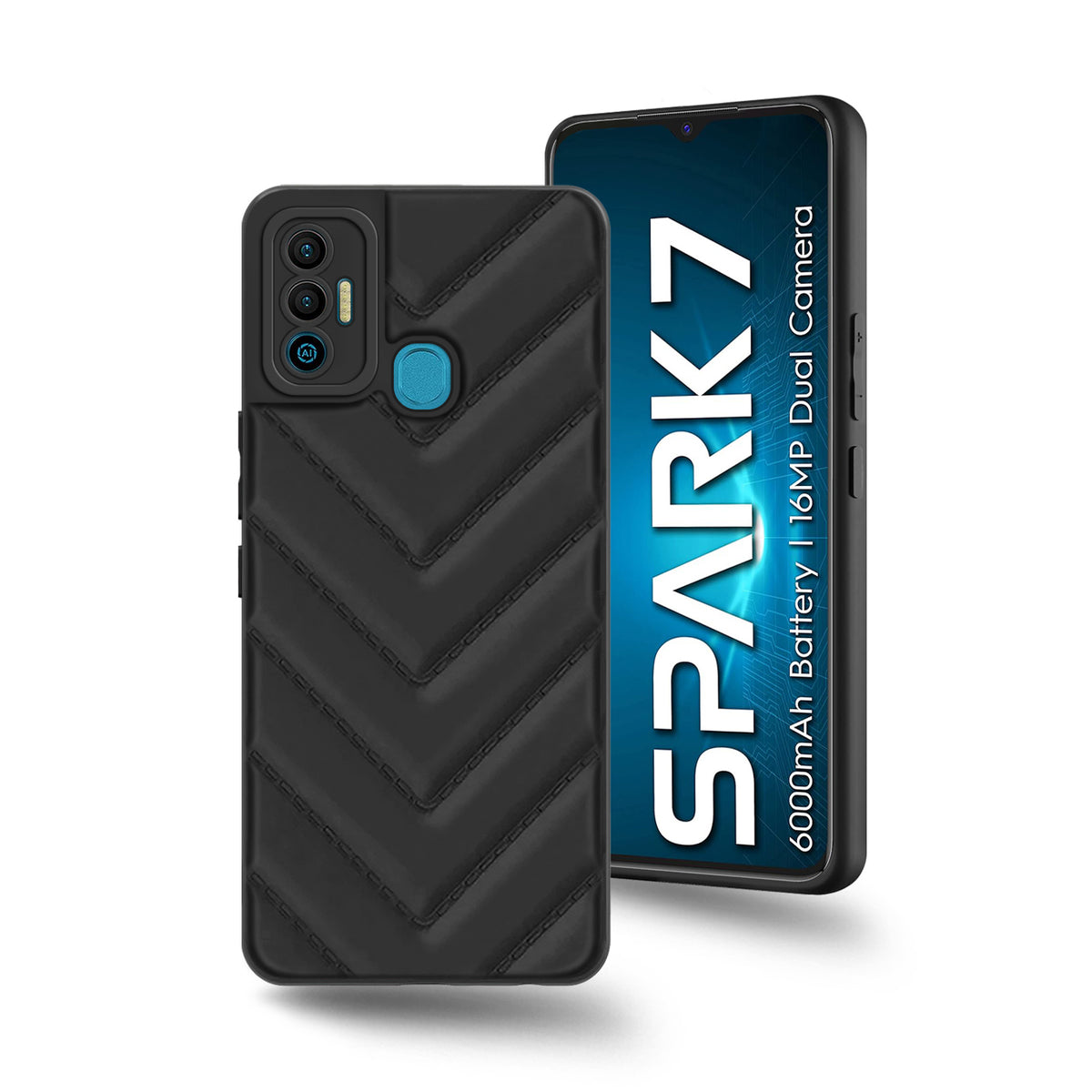 Wave Cushioned Back Cover for Tecno Spark 7