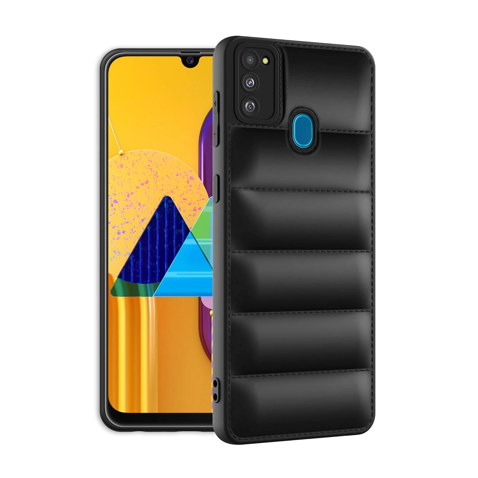 Carbon Fiber Samsung Galaxy M30s Back Case Puffer Back Cover For