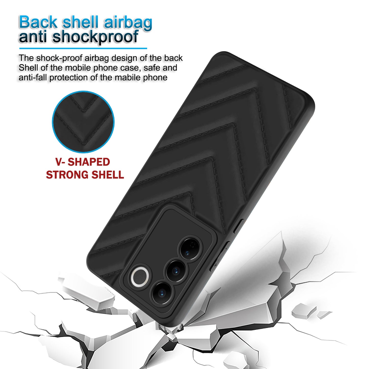 Wave Cushioned Back Cover for Vivo V27 Pro