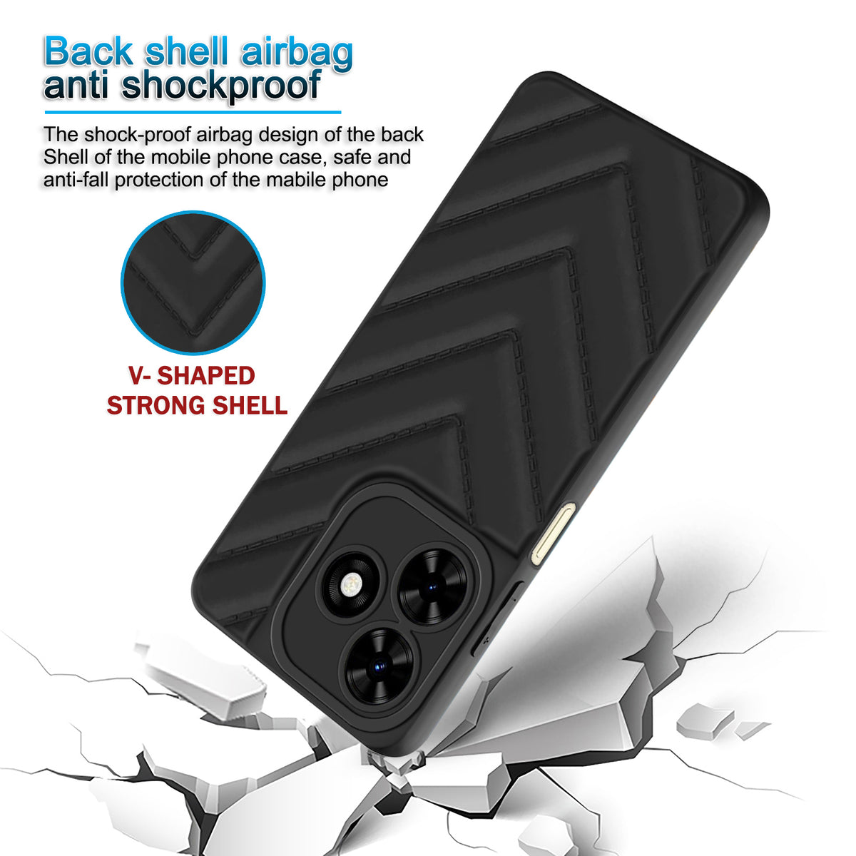 Wave Cushioned Back Cover for Tecno Pop 8