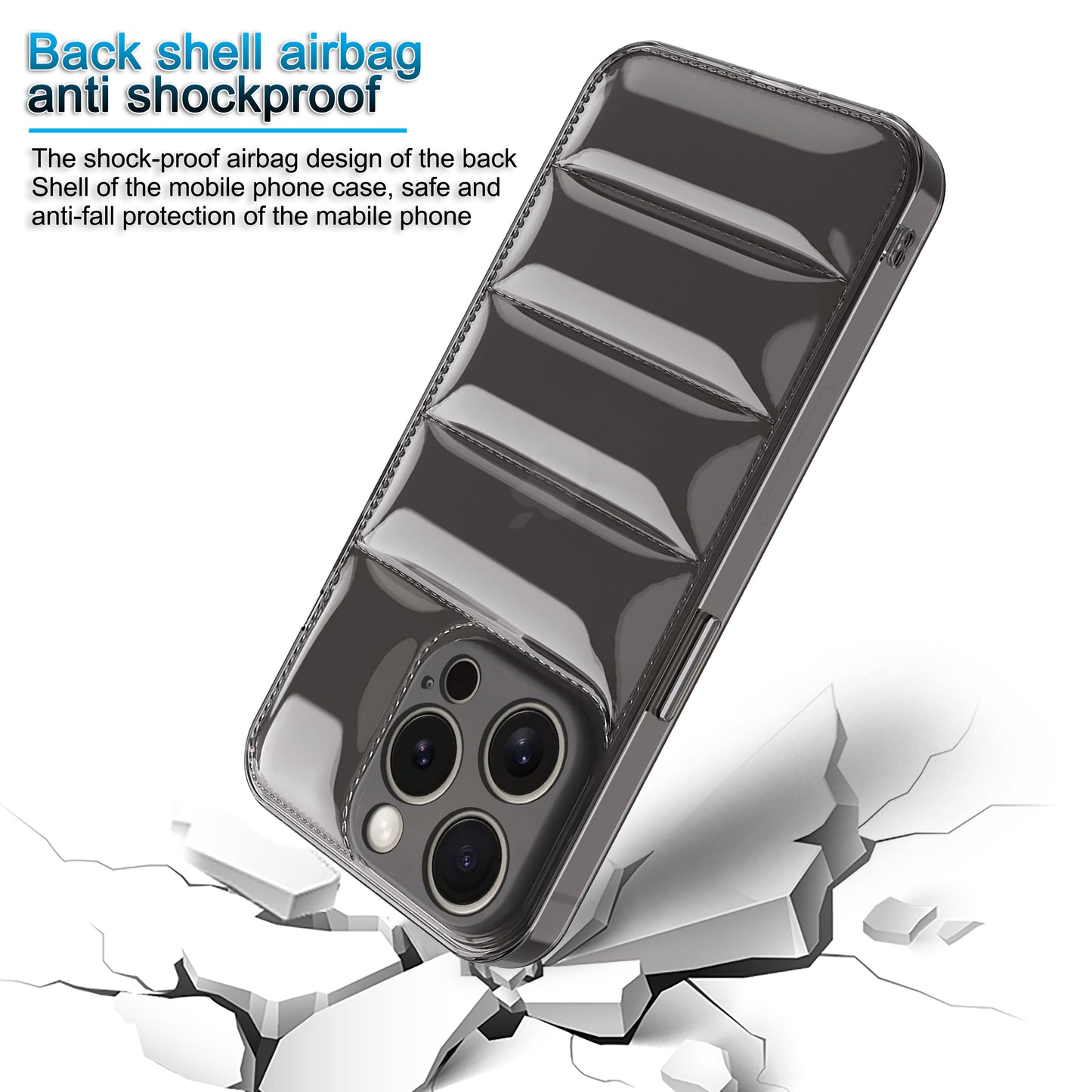 Ultra-Thin Transparent Puffer Back Cover for Apple iPhone 15 Pro