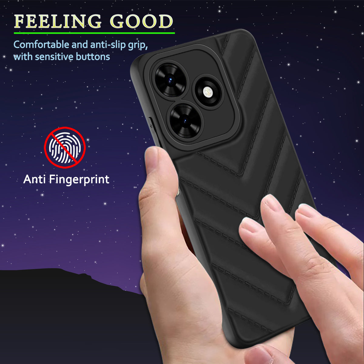 Wave Cushioned Back Cover for Tecno Pop 8